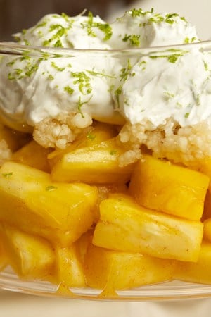 Fresh Pineapple Crisp with Coconut Whipped Cream