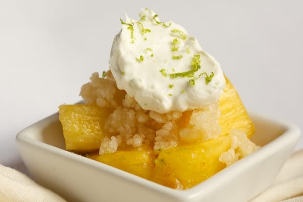 Fresh Pineapple Crisp with Coconut Whipped Cream