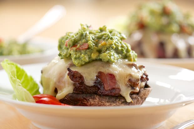 Bacon Wrapped Mushroom Cheeseburger with Guacamole | Get Inspired Everyday! 