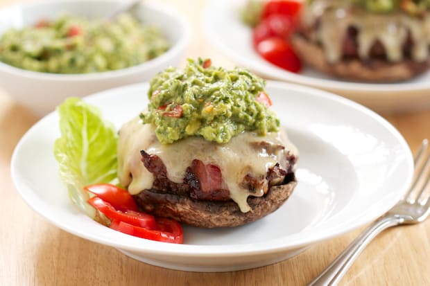 Bacon Wrapped Mushroom Cheeseburger with Guacamole | Get Inspired Everyday!