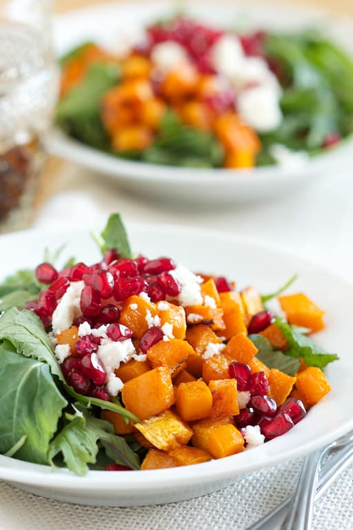 Bacon Balsamic Vinaigrette over Roasted Butternut Kale Salad | Get Inspired Everyday! 