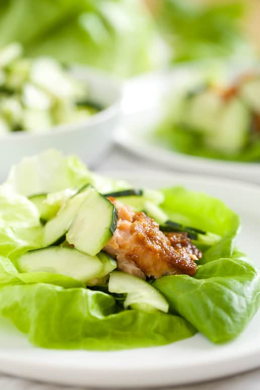Miso Salmon Lettuce Wraps with Wasabi Cucumbers | Get Inspired Everyday!