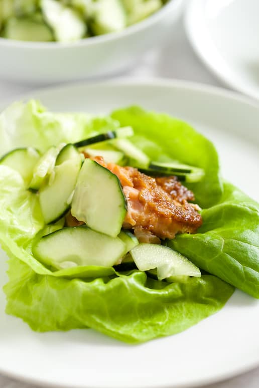Miso Salmon Lettuce Wraps with Wasabi Cucumbers | Get Inspired Everyday! 