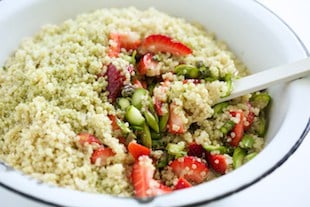 Strawberry Asparagus Quinoa Salad with Basil Vinaigrette | Get Inspired Everyday! 