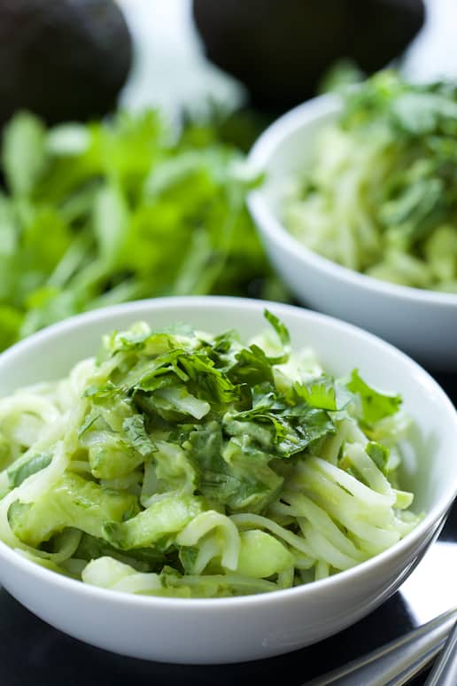 Rice Noodle Bowls with Avocado Dressing and Bok Choy | Get Inspired Everyday! 