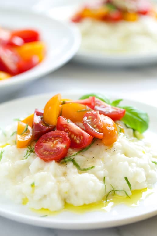 Creme Fraiche Risotto with Heirloom Tomatoes and Basil | Get Inspired Everyday! 