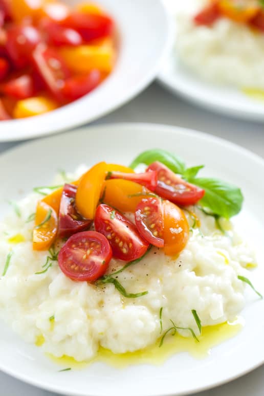 Creme Fraiche Risotto with Heirloom Tomatoes and Basil | Get Inspired Everyday!