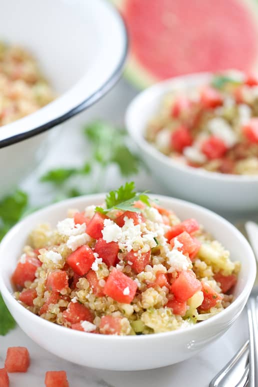 Watermelon Feta Quinoa Salad with Cilantro Lime Vinaigrette | Get Inspired Everyday!