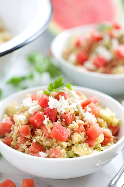 Watermelon Feta Quinoa Salad with Cilantro Lime Vinaigrette | Get Inspired Everyday! 