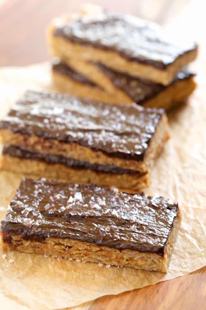 Peanut Butter Granola Bars with Salted Chocolate Frosting | Get Inspired Everyday! 