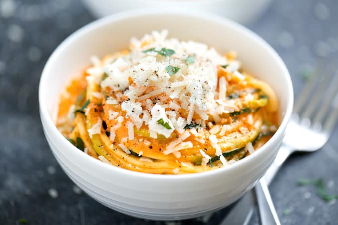 Zucchini Noodles with sauce and cheese