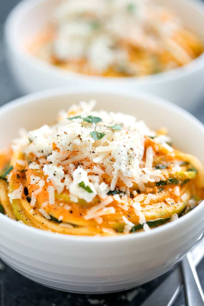 Zucchini Noodles with sauce and cheese