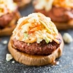 Buffalo Sweet Potato Burgers with Blue Cheese Slaw | Get Inspired Everyday!