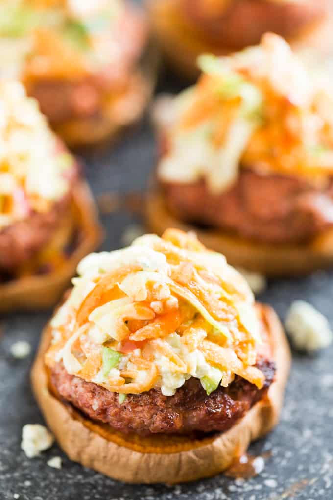 Buffalo Sweet Potato Burgers with Blue Cheese Slaw | Get Inspired Everyday!