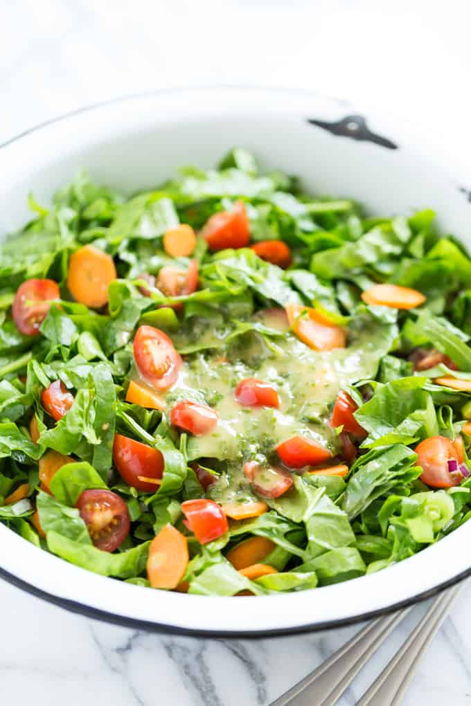 Farmer's Market Chopped Salad with Basil Honey Mustard Dressing | Get Inspired Everyday!