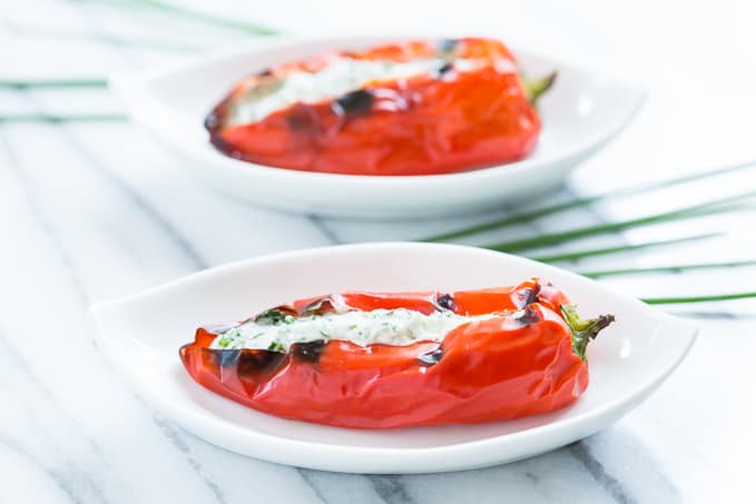 Grilled Sweet Peppers Stuffed with Herbed Goat Cheese | Get Inspired Everyday!