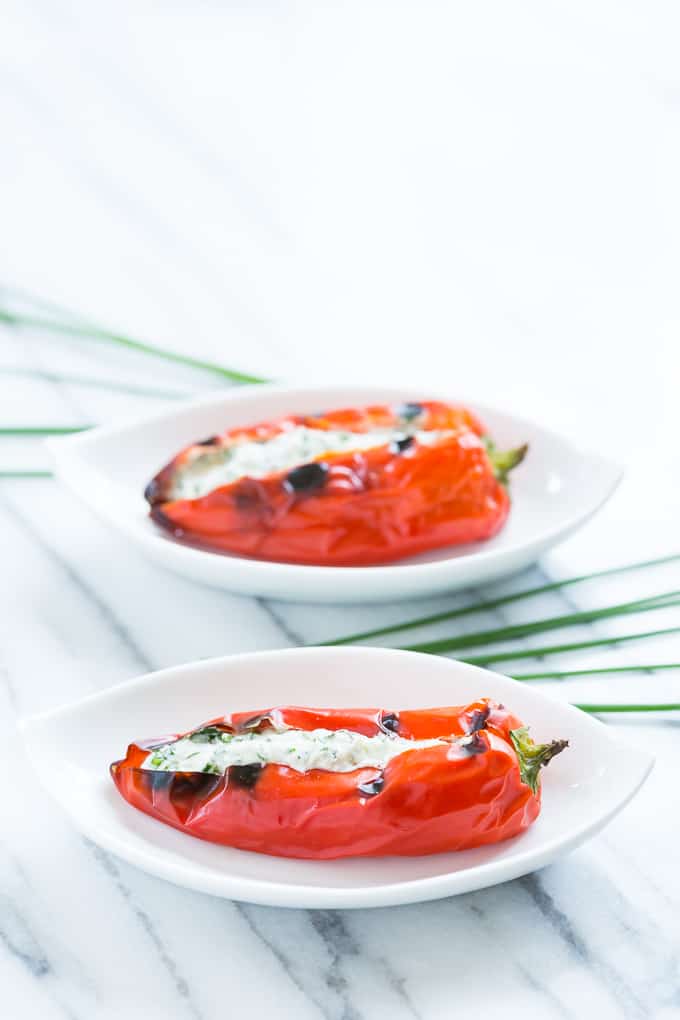 Grilled Sweet Peppers Stuffed with Herbed Goat Cheese | Get Inspired Everyday!