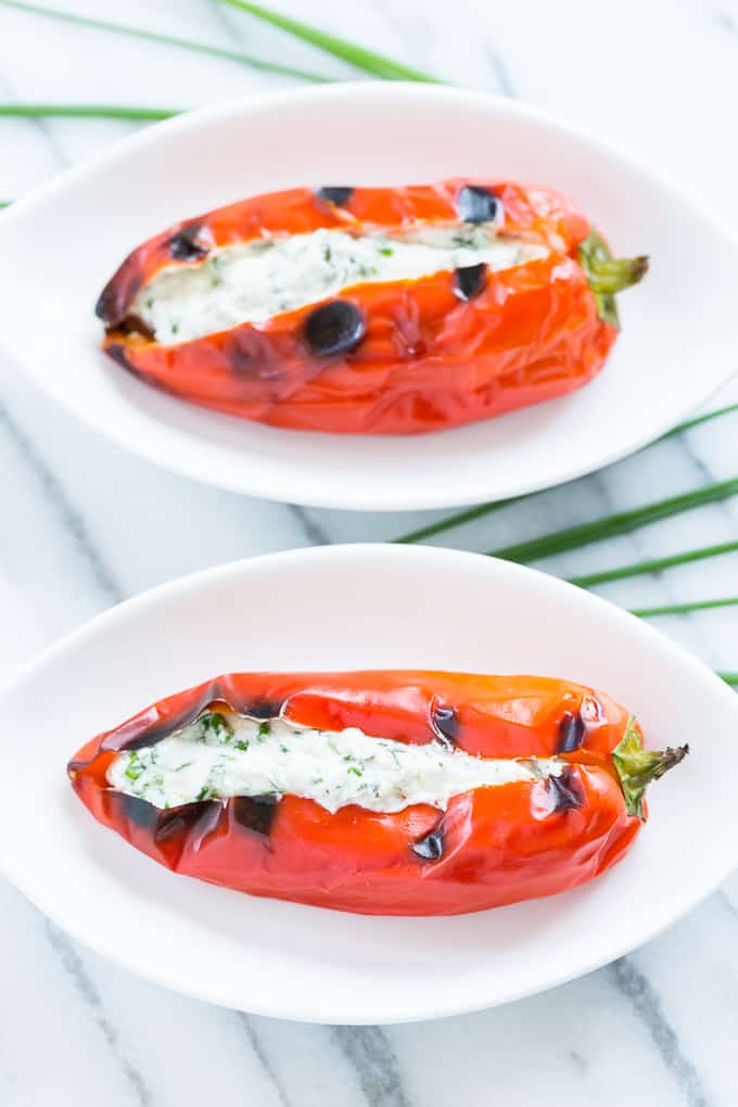 Grilled Sweet Peppers Stuffed with Herbed Goat Cheese | Get Inspired Everyday!