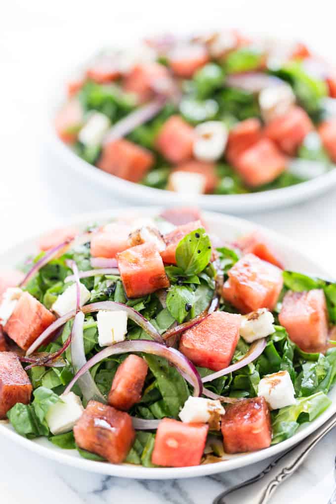 Watermelon Feta Spinach Salad
