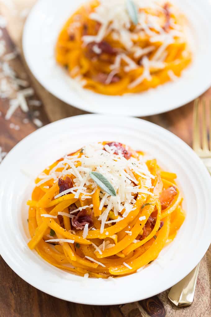 Roasted Butternut Noodles with Crispy Prosciutto, Browned Butter, and Sage | Get Inspired Everyday!