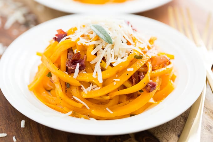 Roasted Butternut Noodles with Crispy Prosciutto, Browned Butter, and Sage | Get Inspired Everyday!