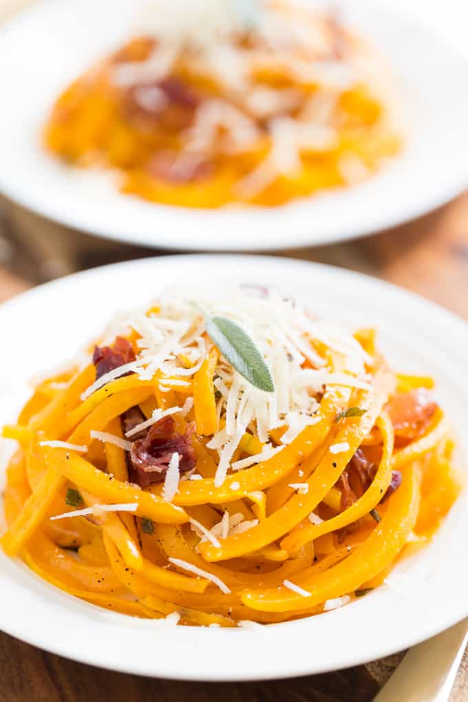 Roasted Butternut Noodles with Crispy Prosciutto, Browned Butter, and Sage | Get Inspired Everyday!