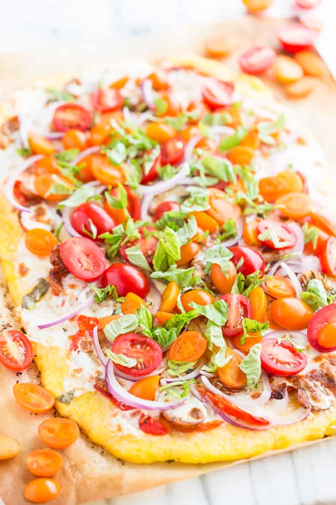 Roasted Red Pepper Sausage Polenta Pizza | Get Inspired Everyday!