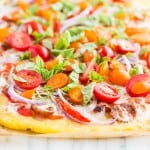 Roasted Red Pepper Sausage Polenta Pizza | Get Inspired Everyday!