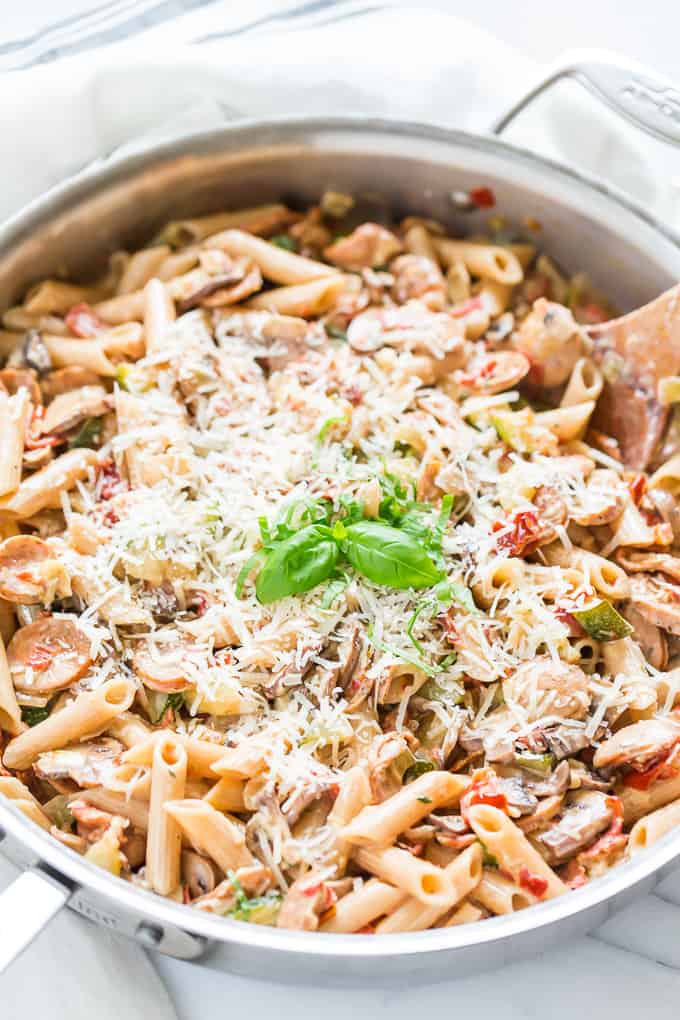 Creamy Tuscan Sun-Dried Tomato Pasta with Italian Sausage | Get Inspired Everyday!