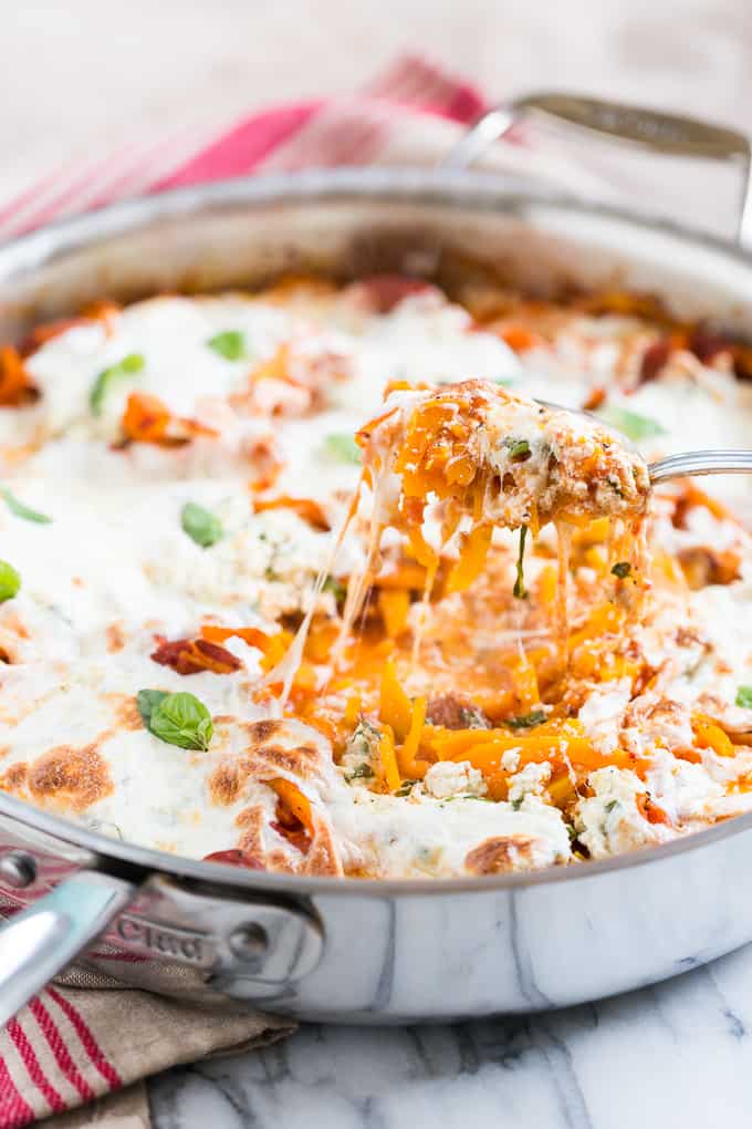 Skillet Lasagna with Butternut Noodles | Get Inspired Everyday!