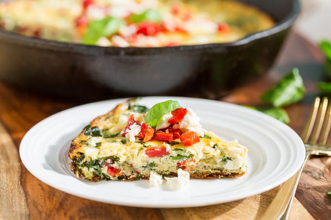 Roasted Red Pepper Frittata with Feta and Spinach | Get Inspired Everyday!