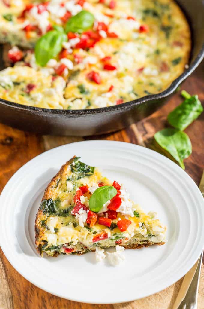 Roasted Red Pepper Frittata with Feta and Spinach