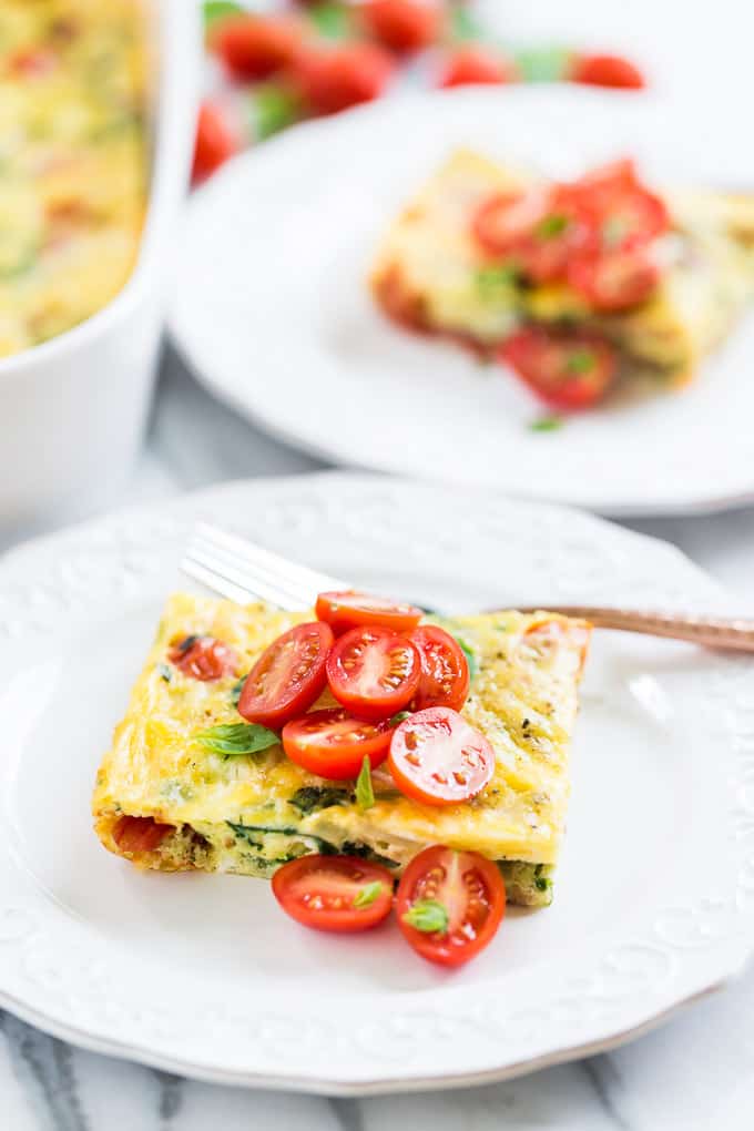 Italian Sausage Egg Bake with Spinach and Tomatoes | Get Inspired Everyday!