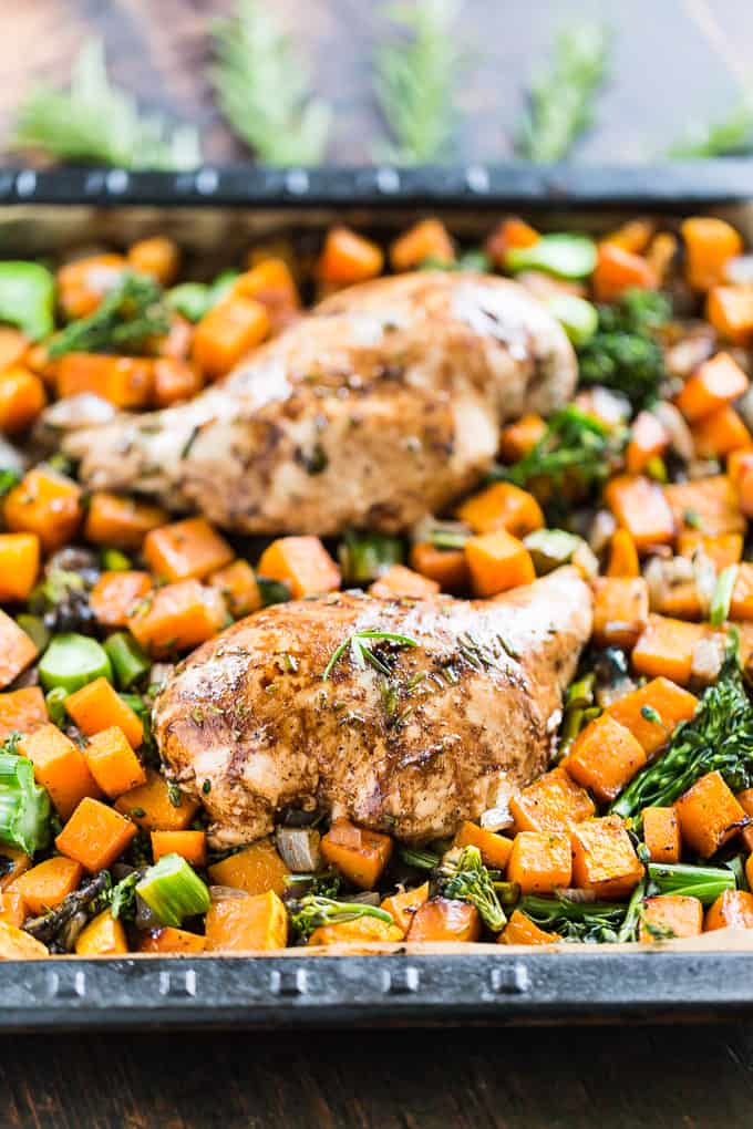 Balsamic Roasted Chicken and Veggie Sheet Pan Dinner | Get Inspired Everyday!