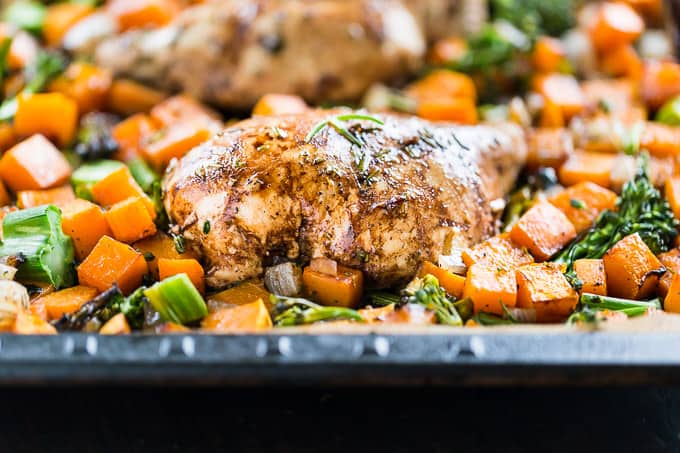 Balsamic Roasted Chicken and Veggie Sheet Pan Dinner | Get Inspired Everyday!