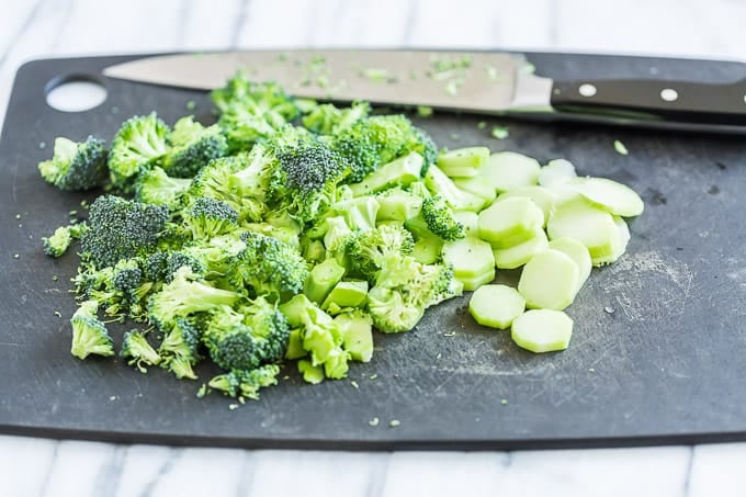 Broccoli prepped and ready for the curry!