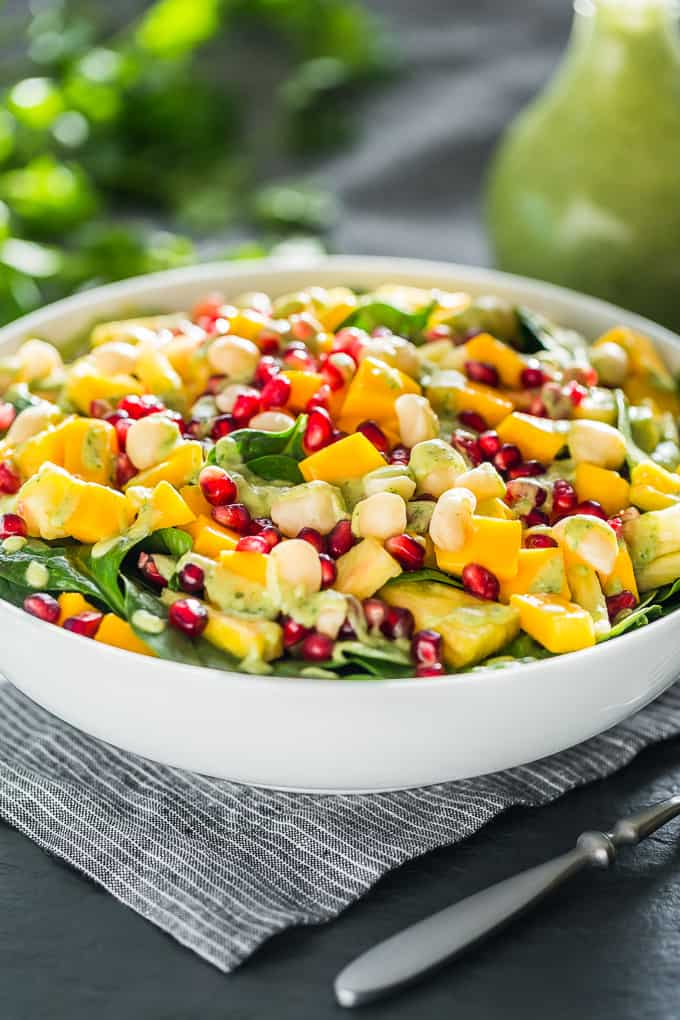 Tropical Spinach Salad with Creamy Coconut Lime Dressing | Get Inspired Everyday!