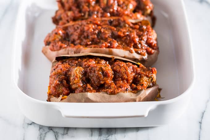 Meatball Sub Stuffed Twice Baked Sweet Potatoes | Get Inspired Everyday!