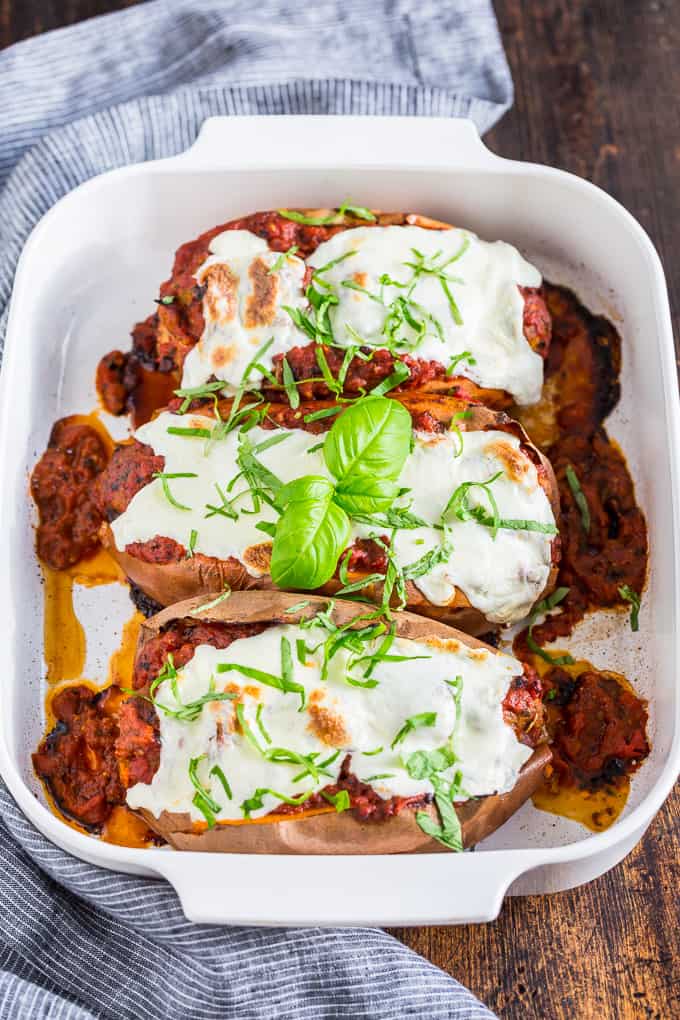 Meatball Sub Stuffed Twice Baked Sweet Potatoes | Get Inspired Everyday!