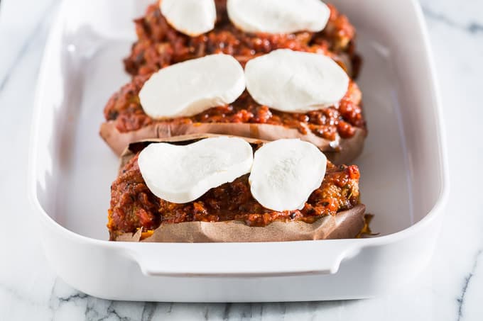 Meatball Sub Stuffed Twice Baked Sweet Potatoes | Get Inspired Everyday!