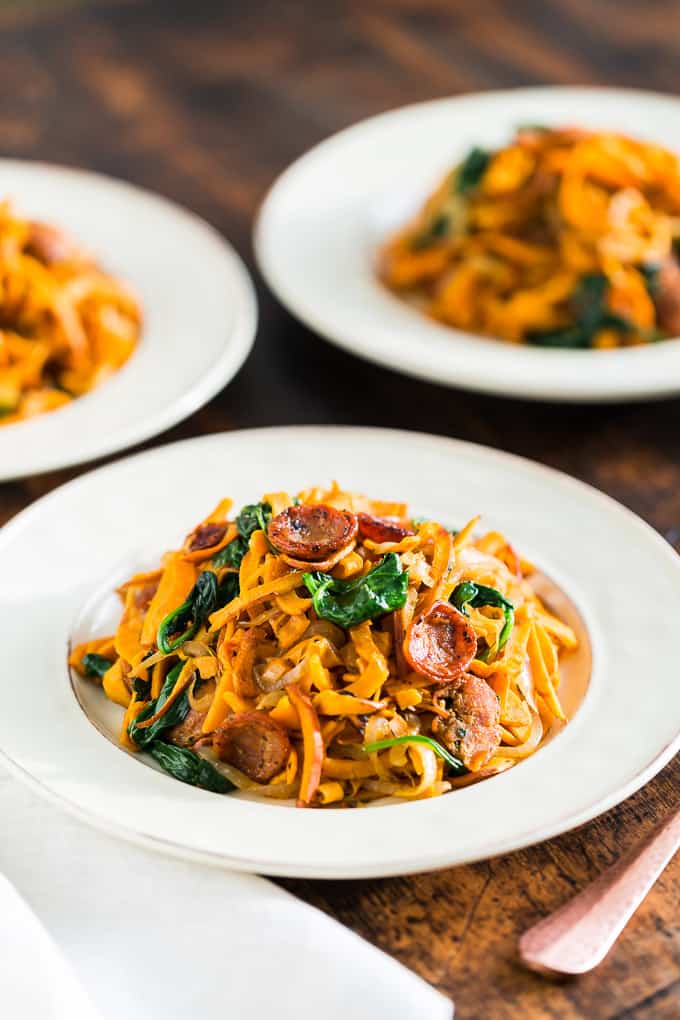 Rustic Italian Style Sausage Sweet Potato Noodles | Get Inspired Everyday!