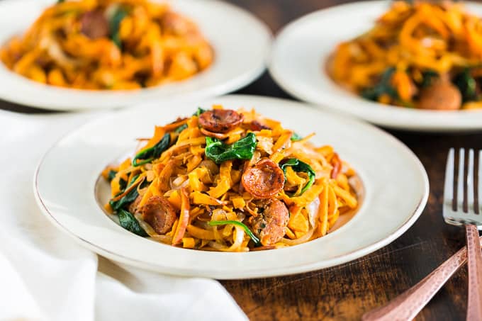 Rustic Italian Style Sausage Sweet Potato Noodles | Get Inspired Everyday!