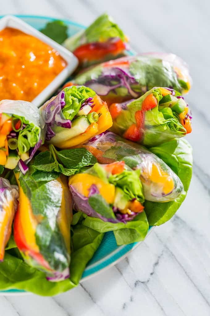 Rainbow Spring Rolls with Sweet Chili Mango Sauce | Get Inspired Everyday!