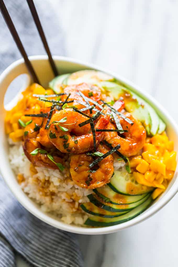 Honey Sriracha Shrimp Sushi Bowls | Get Inspired Everyday!