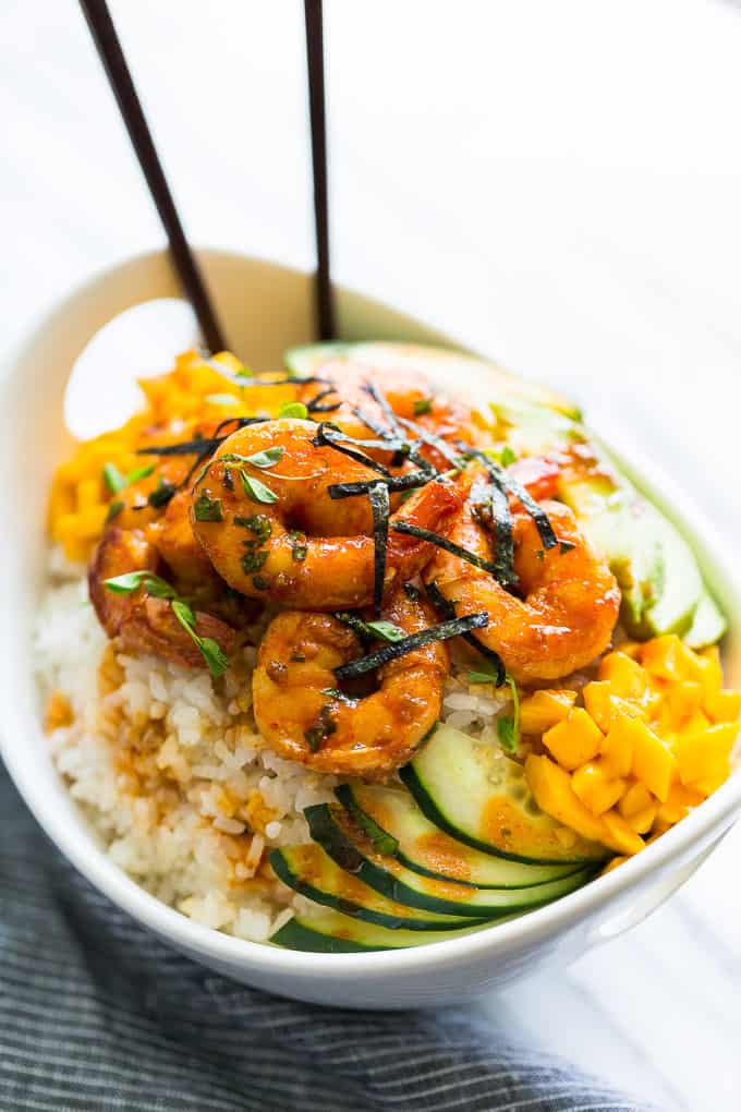 Honey Sriracha Shrimp Sushi Bowls | Get Inspired Everyday!