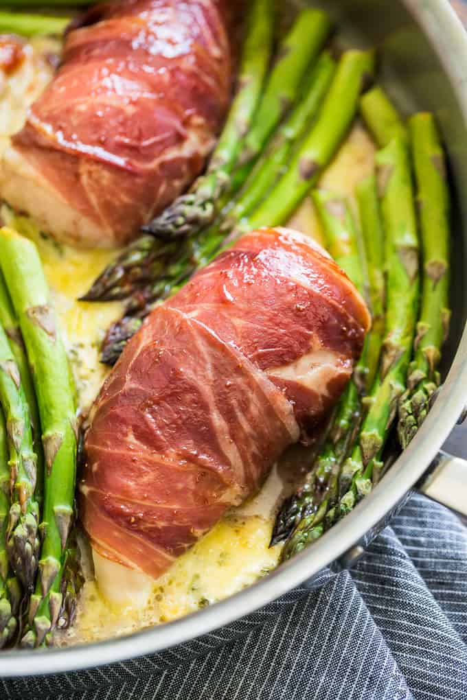 Strawberry Glazed Prosciutto Wrapped Stuffed Chicken and Asparagus | Get Inspired Everyday!