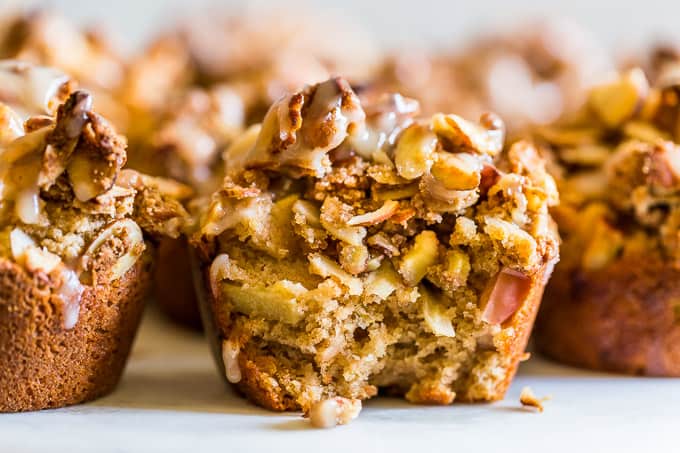 Grain Free Glazed Cinnamon Apple Streusel Muffins | Get Inspired Everyday!