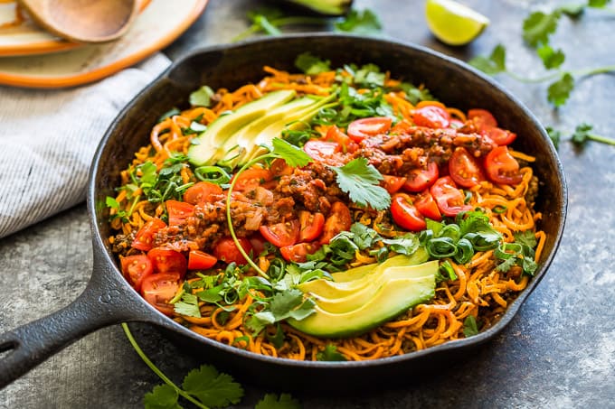 Taco Sweet Potato Noodle Bowls | Get Inspired Everyday!
