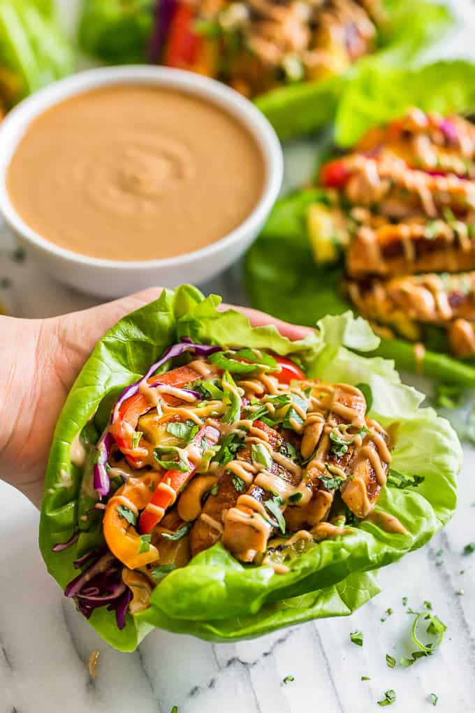 Rainbow Thai Chicken Lettuce Wraps | Get Inspired Everyday!