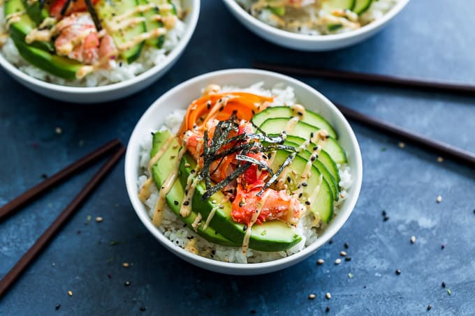 California Sushi Bowls with Japanese Togarashi Mayo